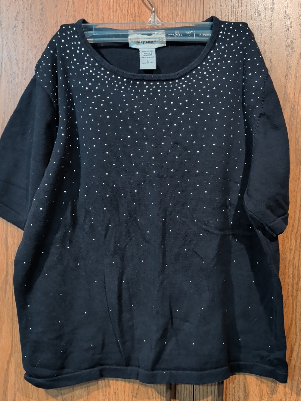 Cathy Daniels Black Top with Silver Stud Accents